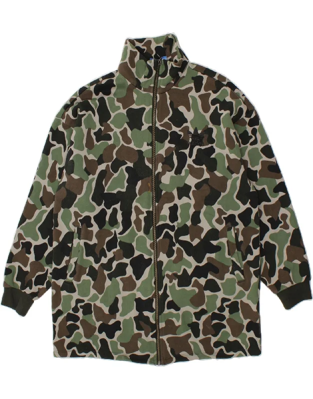 Luxury Fashion ADIDAS Womens Longline Tracksuit Top Jacket UK 14 Large Khaki Camouflage