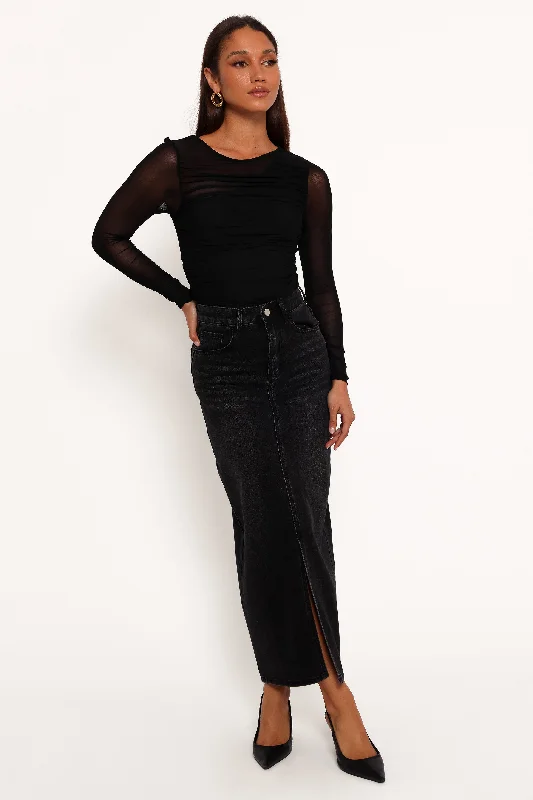 American Style Dana Denim Midi Skirt - Black Wash