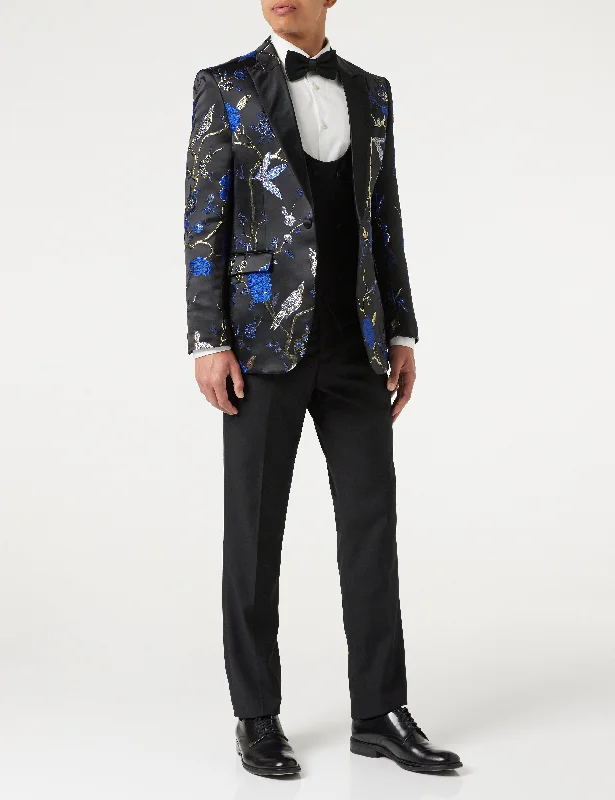 Casual Jackets TUXEDO BLACK BLUE FLORAL BLAZER