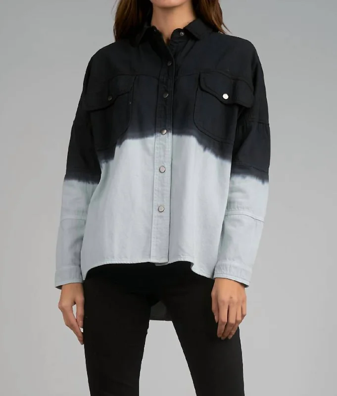 Trendy Items Dip Dye Rock & Roll Jacket In Black/grey Dip Dye