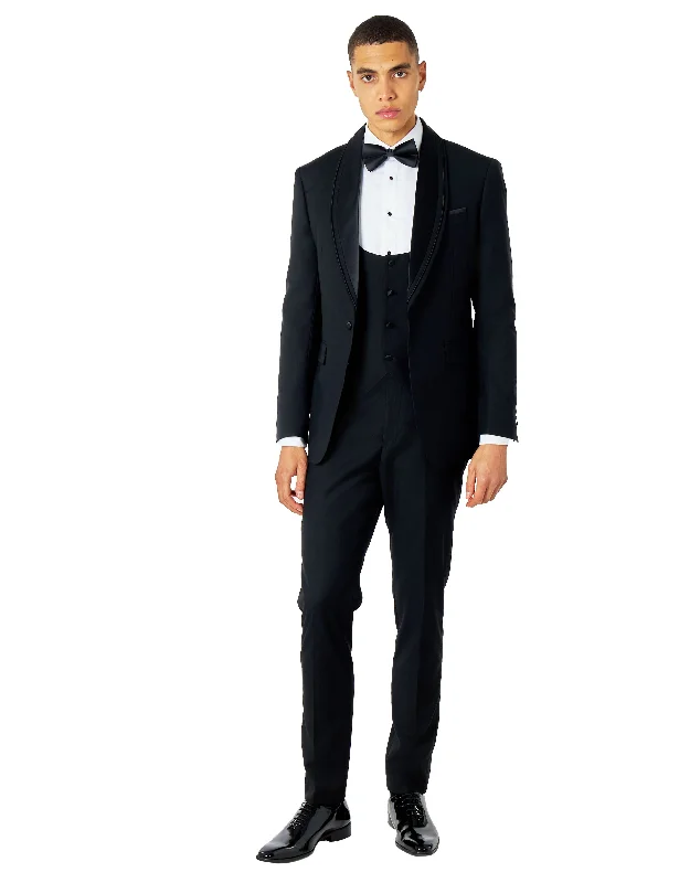 Fresh And Fashionable GREG – THREE PIECE WEDDING TUXEDO SUIT IN BLACK