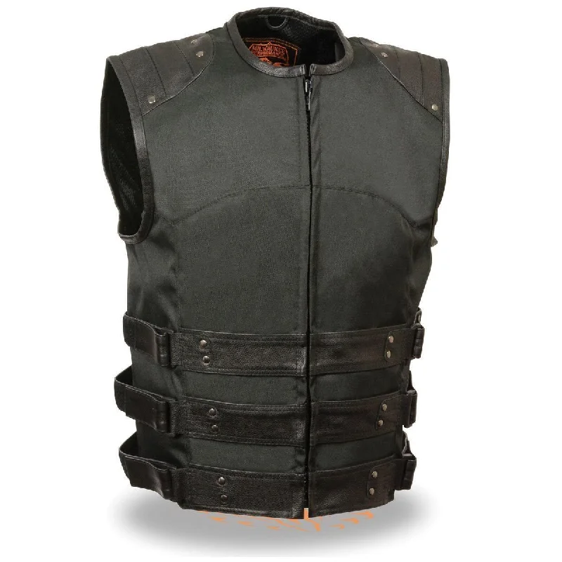 Simple Styles Milwaukee Leather MPM3300 Men's Black Zipper Front Assault Textile Vest