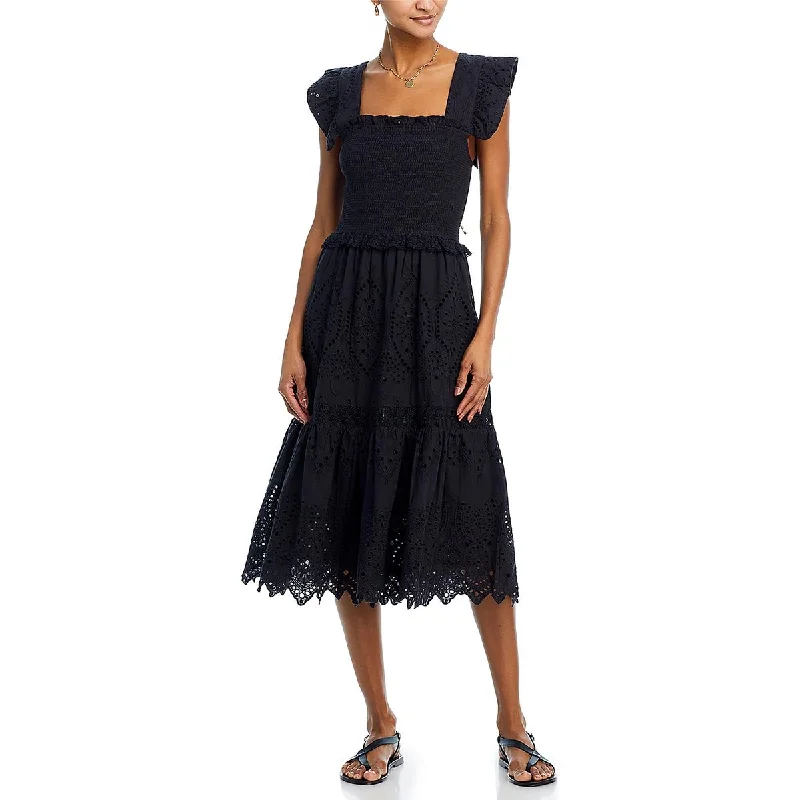 Cool Style Bell by Alicia Bell Womens Eyelet Casual Midi Dress