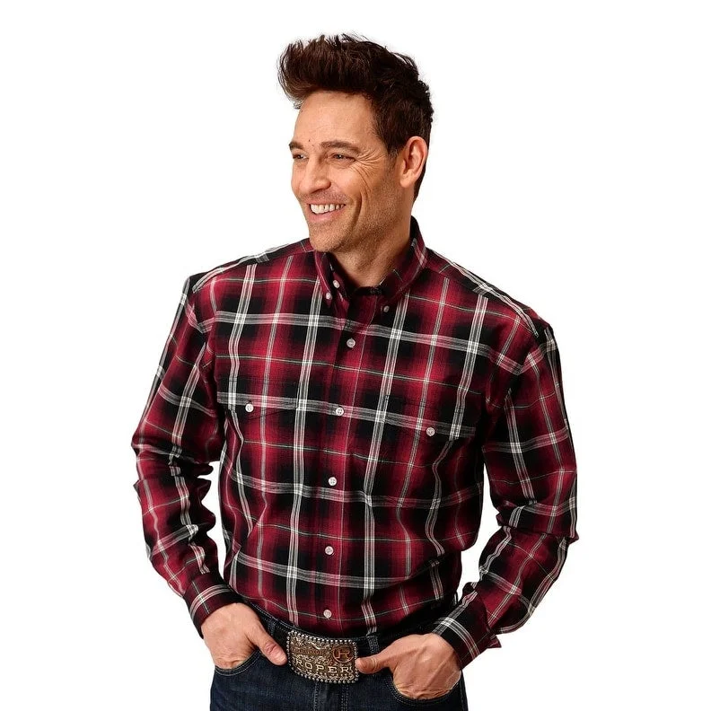Effortless Style Roper Western Shirt Mens L/S Plaid Button Red 03-001-0378-7026 RE