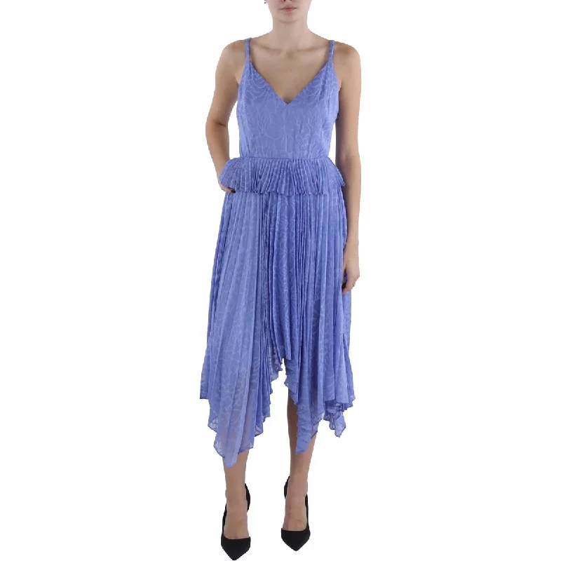 Floral Prints BCBGMAXAZRIA Womens Pleated Sleeveless Midi Dress