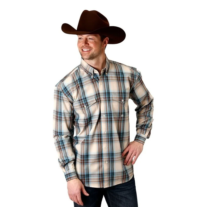 Easy Fashion Roper Western Shirt Mens L/S Pleat Plaid Brown 03-001-0378-1048 BR