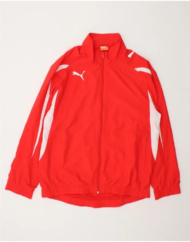 Tech Jackets PUMA Mens Graphic Tracksuit Top Jacket Small Red Colourblock Polyester