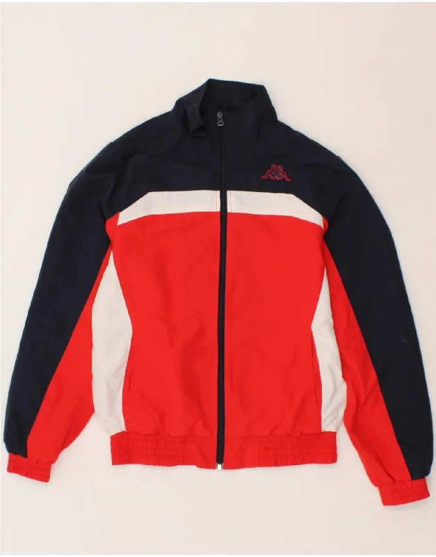 Street Style KAPPA Mens Tracksuit Top Jacket Small Navy Blue Colourblock Polyester