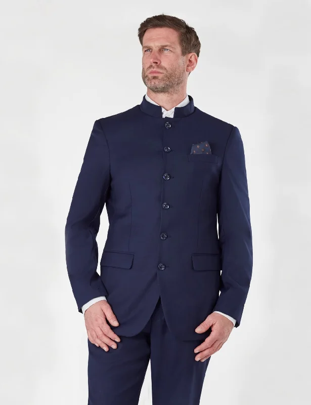 Stylish Sneakers CHINESE GRANDAD COLLAR NAVY JACKET