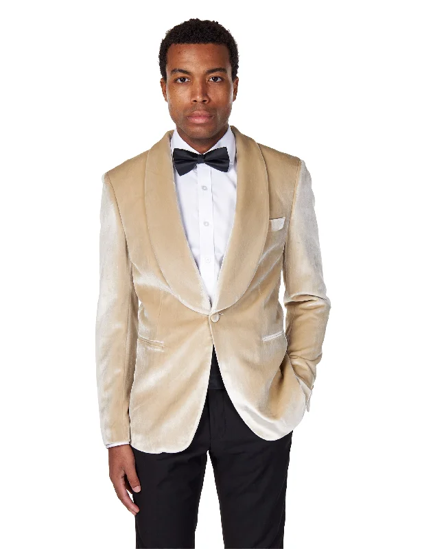 Casual Wear SHAWL COLLAR VELVET TUXEDO – CREAM