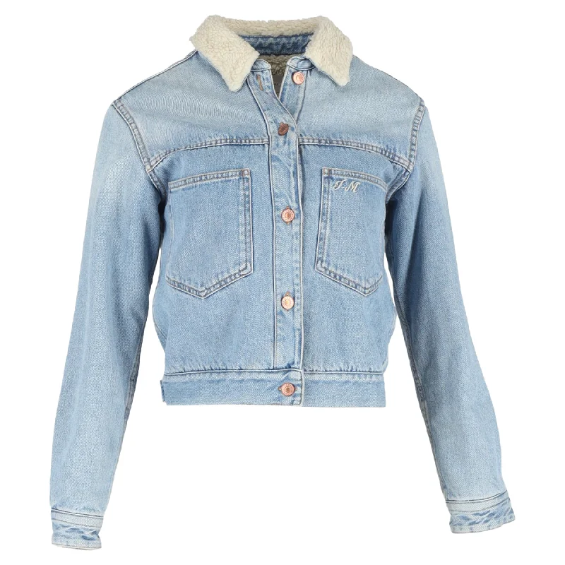 Exquisite Embroidery Isabel Marant Etoile Endless Camden Jacket in Blue Cotton Denim