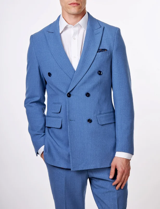 Casual Trends WILLIAM – BLUE DOUBLE BREASTED PINSTRIPE  JACKET