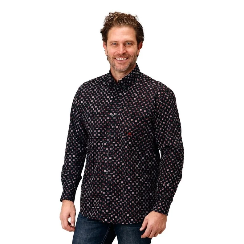 Stylish Apparel Roper Western Shirt Mens L/S Foulard Print Black 03-001-0325-1007 BL
