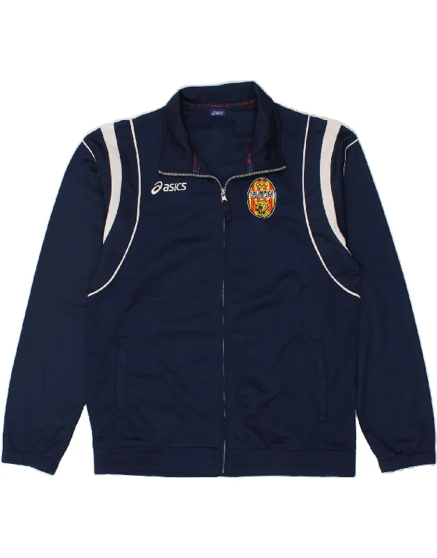 Soft T-Shirts ASICS Mens Graphic Tracksuit Top Jacket XL Navy Blue Polyester