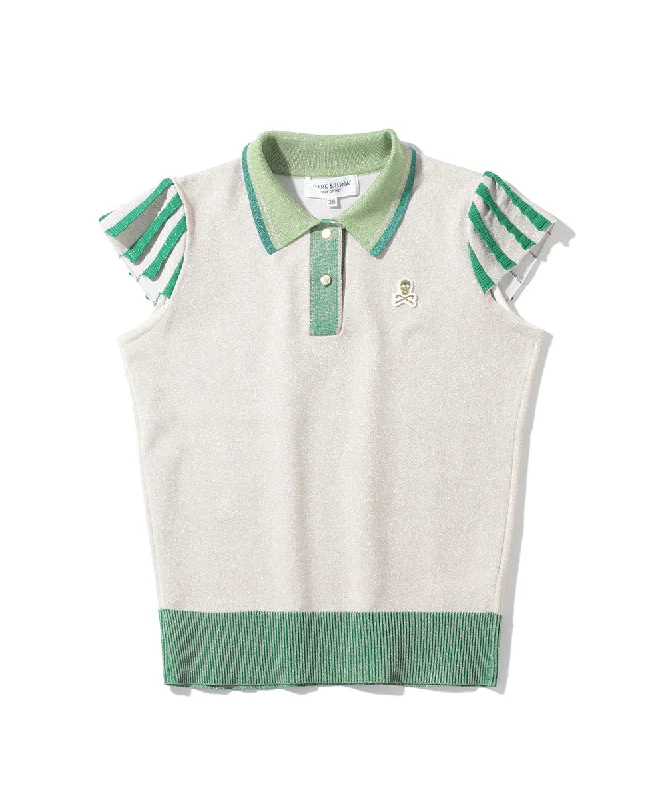 Minimal Classic Women's Romance Sparkly Knit Polo Gold