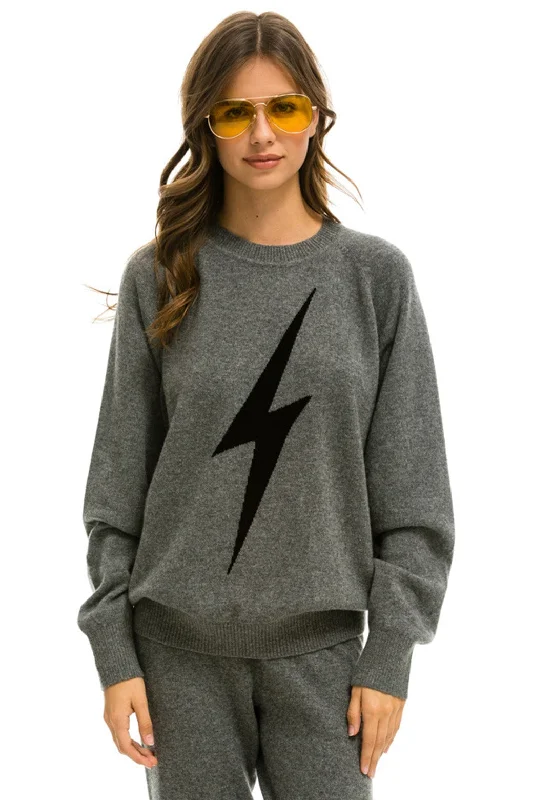 Simple Styles UNISEX BOLT CASHMERE LIGHT SWEATER - DEEP HEATHER // BLACK BOLT