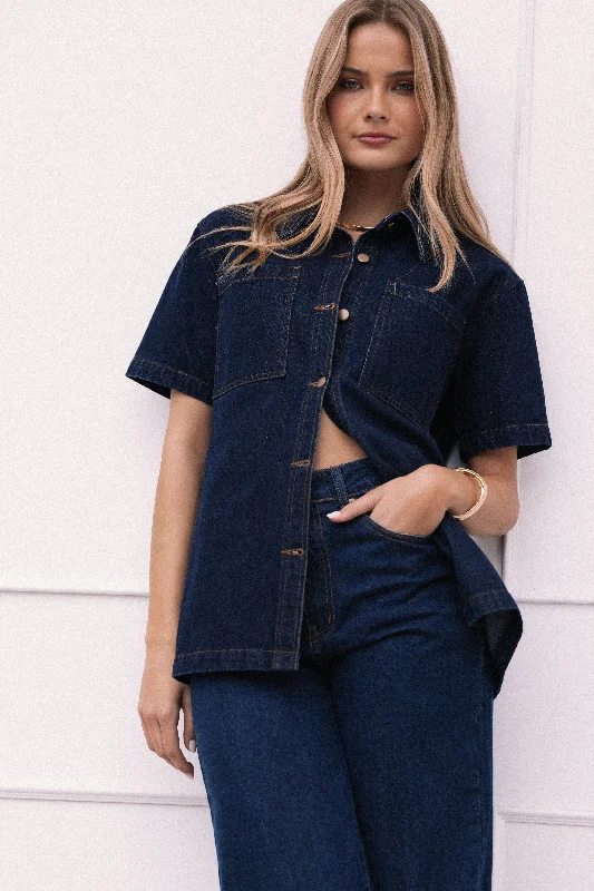 Fashionable And Fashionable Nolan Denim Shirt - Dark Denim