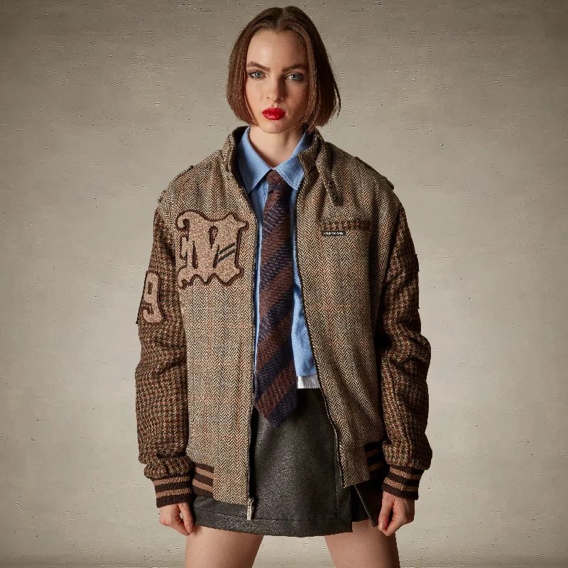 Energy Wear Women's Oversized Tweed Varsity Jacket