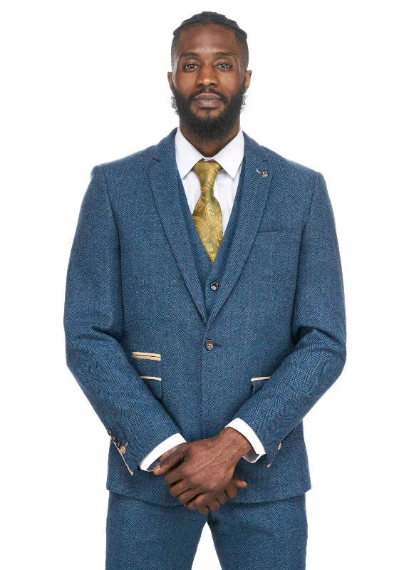 Casual Chic Dion Blue Vintage Tweed Blazer | Wedding Wear | Office Wear