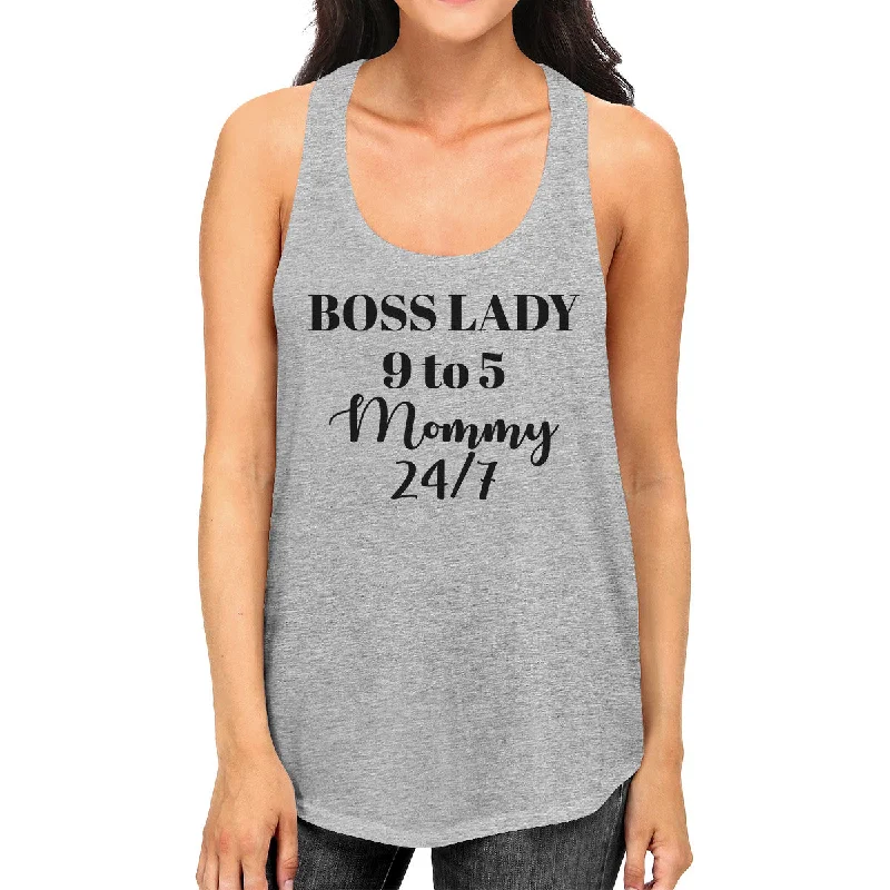 Techwear Fashion Boss Lady Mommy Women's Grey Sleeveless Shirt Funny Gift For Wife