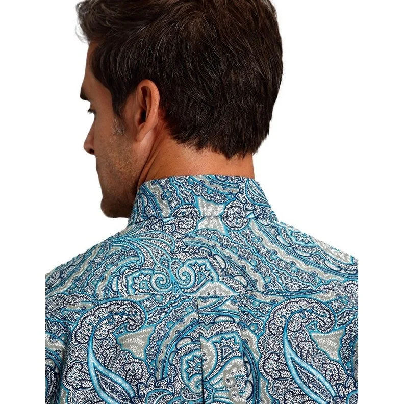 Sports Pants Stetson Western Shirt Mens L/S Button Paisley Blue 11-001-0526-5013 BU