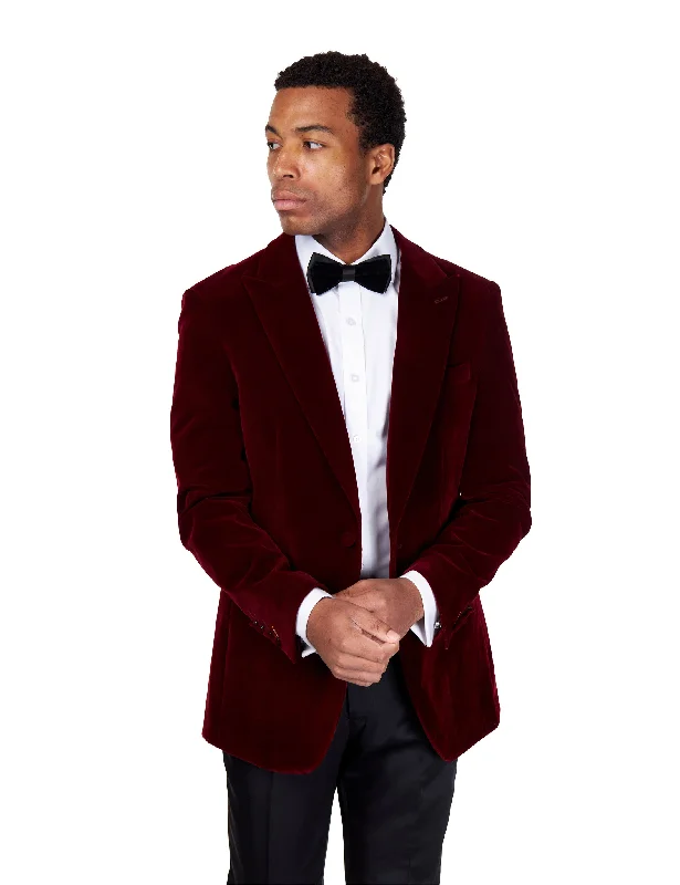 Summer Tees STAN – BURGUNDY VELVET TUXEDO SMOKING JACKET