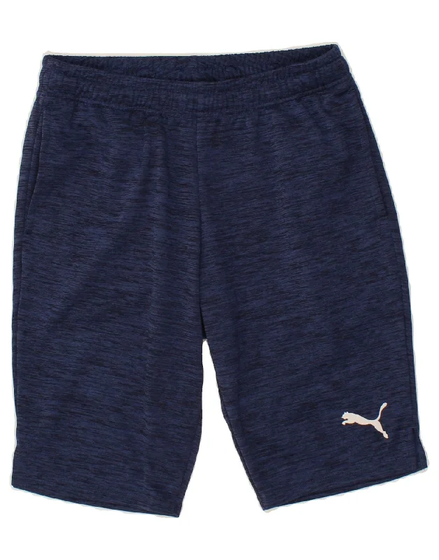 Premium Fabric PUMA Mens Sport Shorts Large  Navy Blue Flecked Polyester