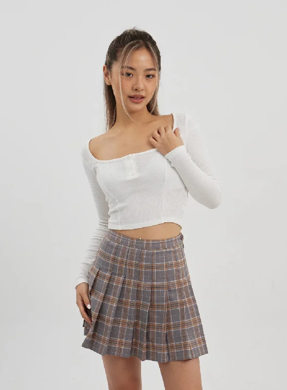 Fashionable And Fashionable Square Neck Button Cropped Long Sleeve Top CJ325
