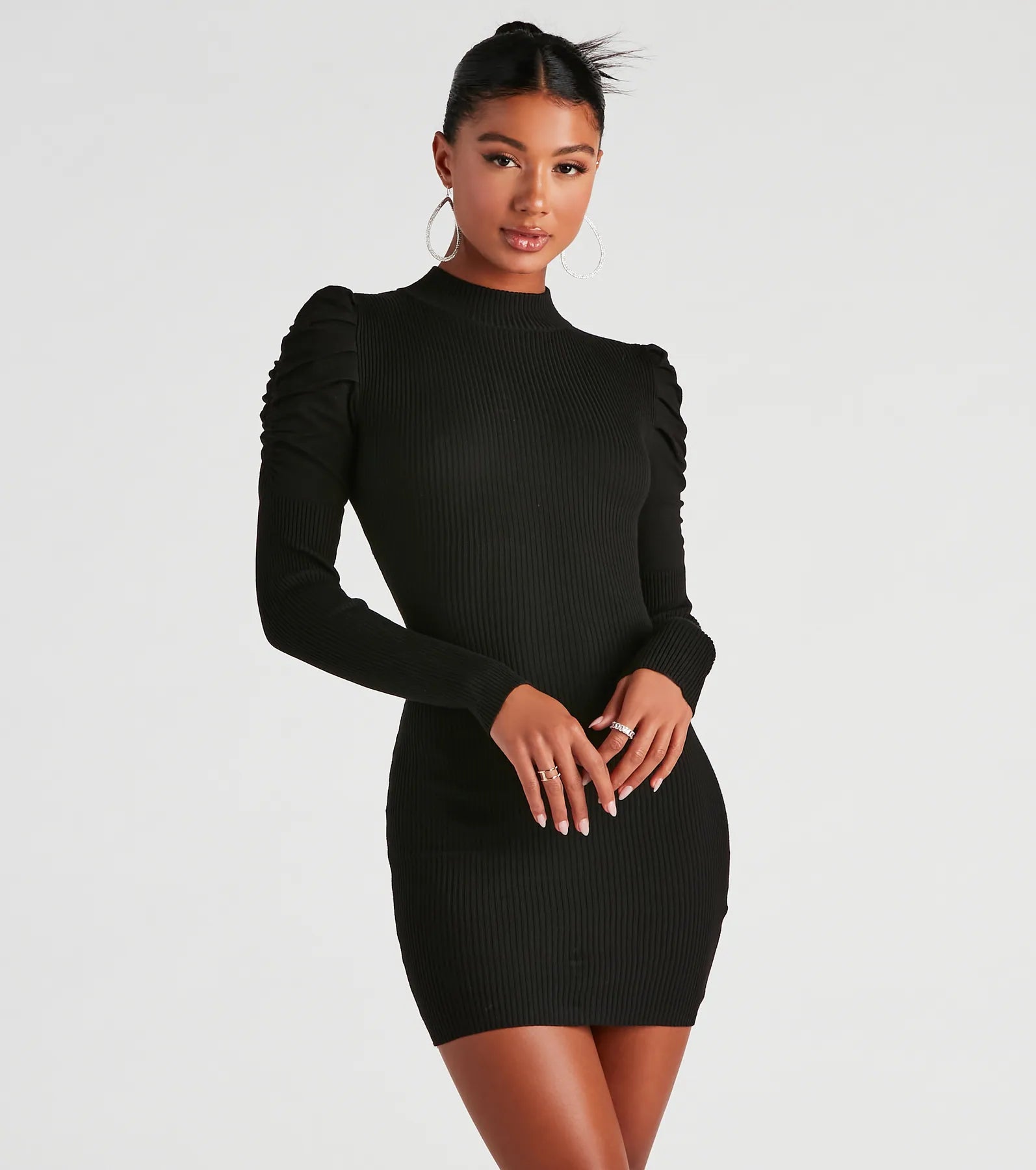 Personalized Design Chic Perfection Mock Neck Sweater Dress