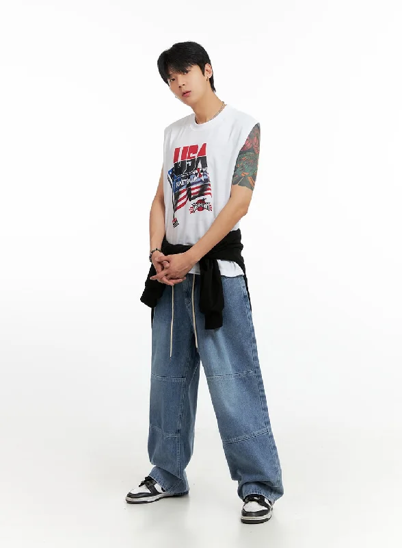 Casual Comfort Men's Drawstring Wide Fit Jeans IG402