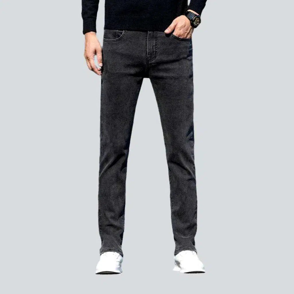 Sporty Look High-waist dark men's grey jeans