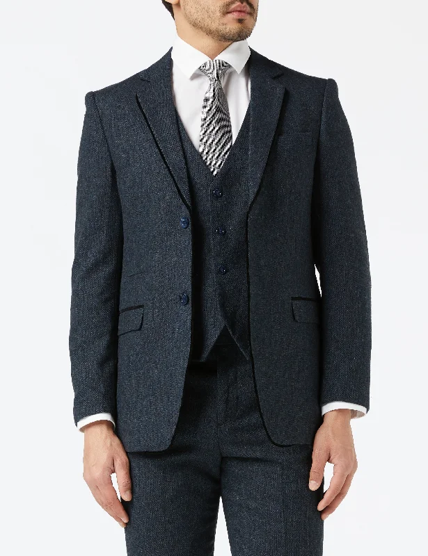 Stylish Joggers BLUE TWEED TAILORED FIT JACKET & WAISTCOAT