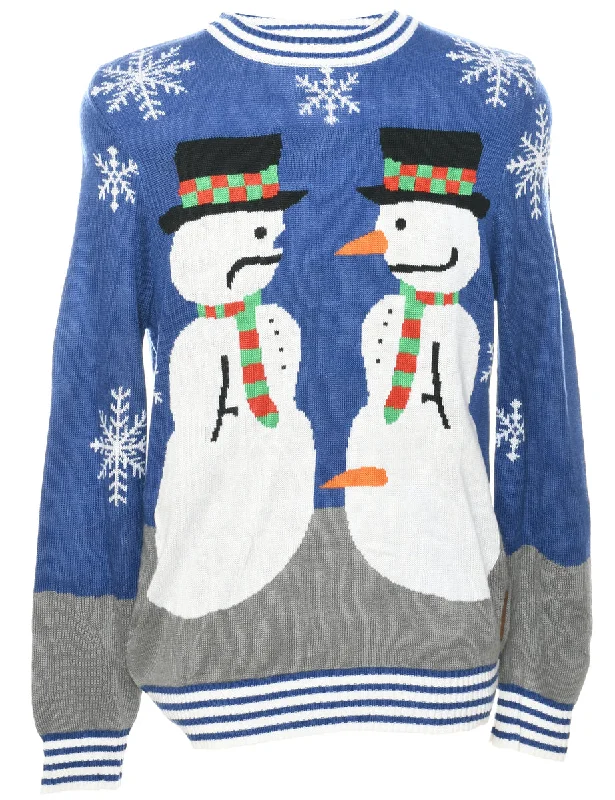 Stylish Sneakers Snowman Christmas Jumper - M