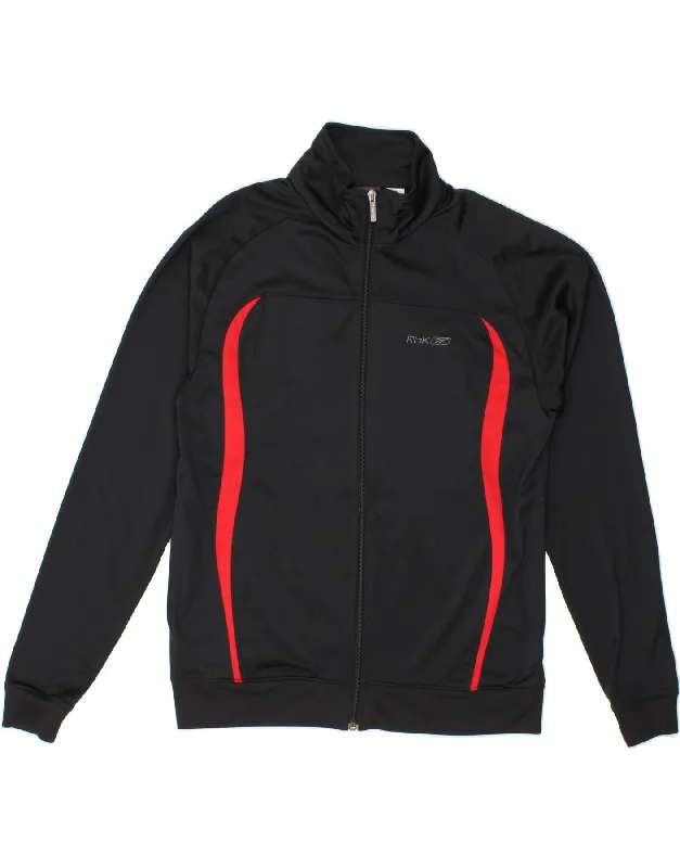 Graphic Caps REEBOK Mens Tracksuit Top Jacket Small Black Colourblock Polyester