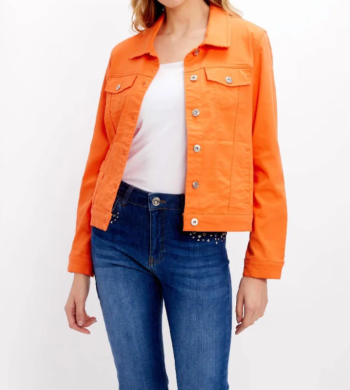 Fashion Expert Casual Everyday Buttoned Jacket In Orange
