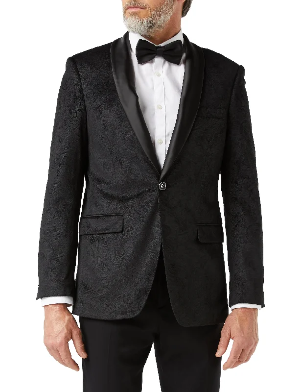 Comfy Jackets RONY - Black Velvet Paisley Blazer