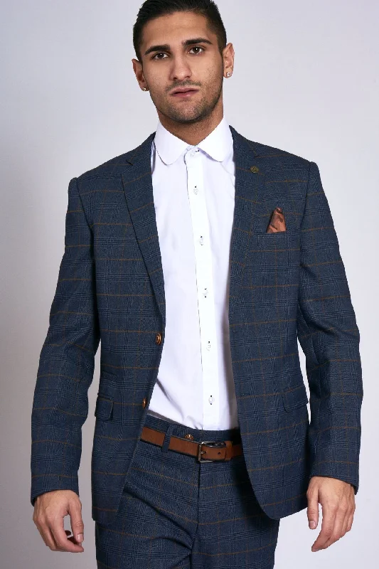Comfortable Outfits Jenson Navy Check Blazer