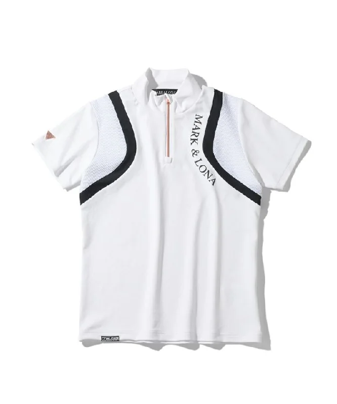 Celebrity Style Women's Half-zip Short Sleeved Mock Neck T-shirt White
