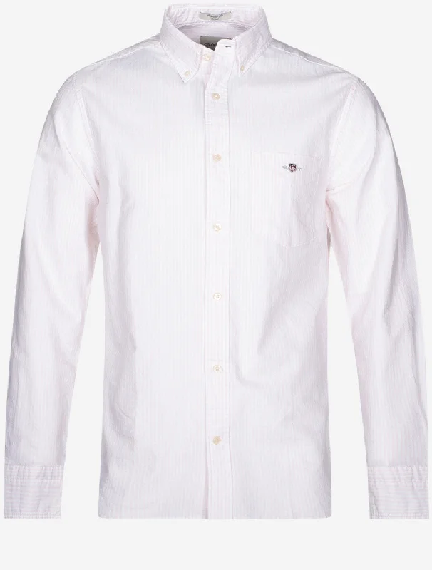 All-Purpose Wear Regular Fit Oxford Banker Stripe Shirt Light Pink