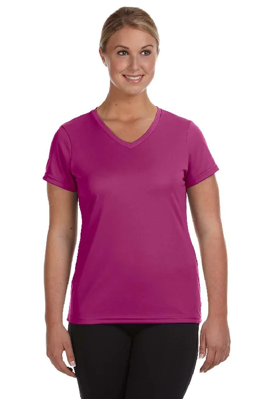 Bright Colors Augusta Sportswear Womens Moisture Wicking Short Sleeve V-Neck T-Shirt - Power Pink