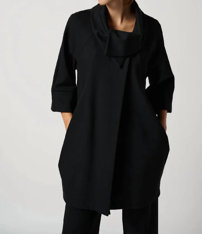 Fashionable In The Times Cocoon Coat In Black
