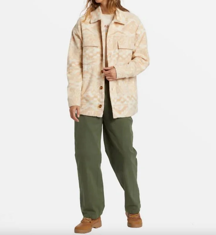 Sports Trend Happy Camper Shacket In Wet Sand