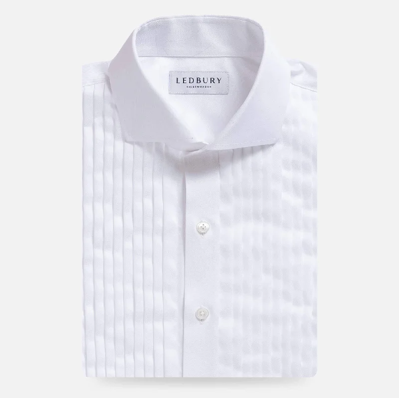 Premium Fabric The White Sanders Non Iron Pleated Front Tuxedo Custom Shirt