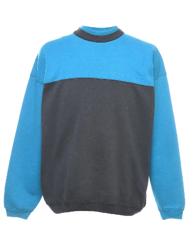 Street Tees Two-Tone Blue & Grey Contrast Plain Sweatshirt - L