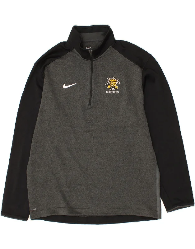 Casual Wear NIKE Mens Dri Fit Zip Neck Pullover Tracksuit Top Large Grey Colourblock
