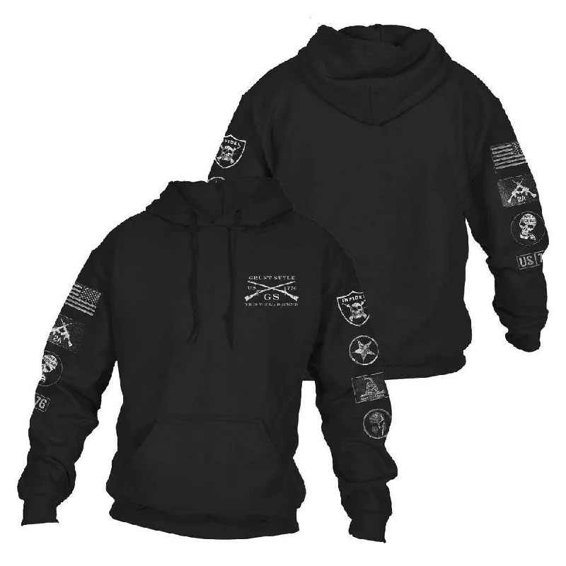 Casual Hoodies Patch Hoodie - Black