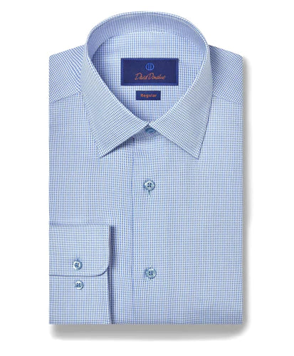 Lightwear Options David Donahue Sky Micro Dobby Dress Shirt (Regular Fit)