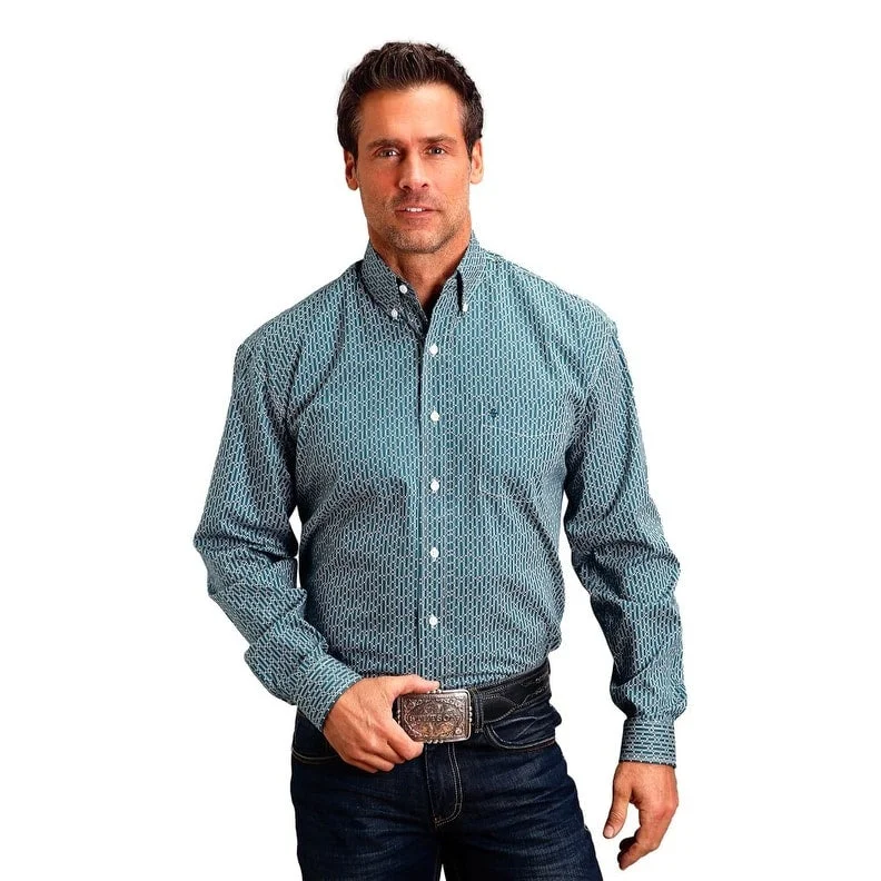 Fashion Basics Stetson Western Shirt Men L/S Hex Key Button Front 11-001-0826-6002 GR
