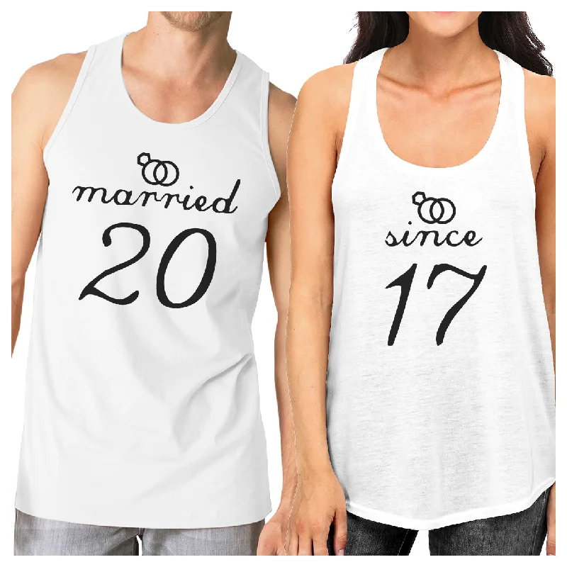 Modern Casuals Married Since Custom Matching Couple White Tank Tops