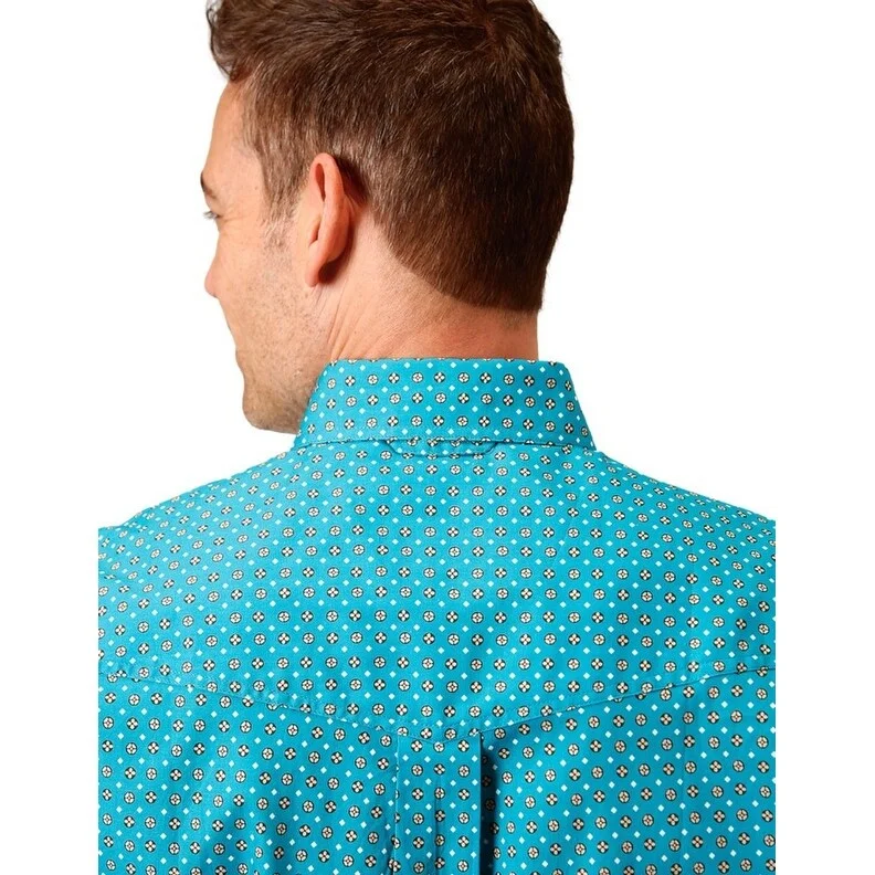 Modern Comfort Roper Western Shirt Mens Short Sleeve Turquoise 03-002-0325-4009 BU